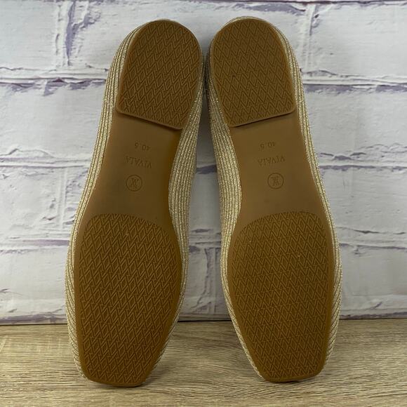 VIVAIA Margot Almond Square Toe V-Cut Flats Women's EU 40.5 US Size 9-9.5 Beige - Picture 7 of 8